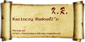 Kazinczy Radován névjegykártya